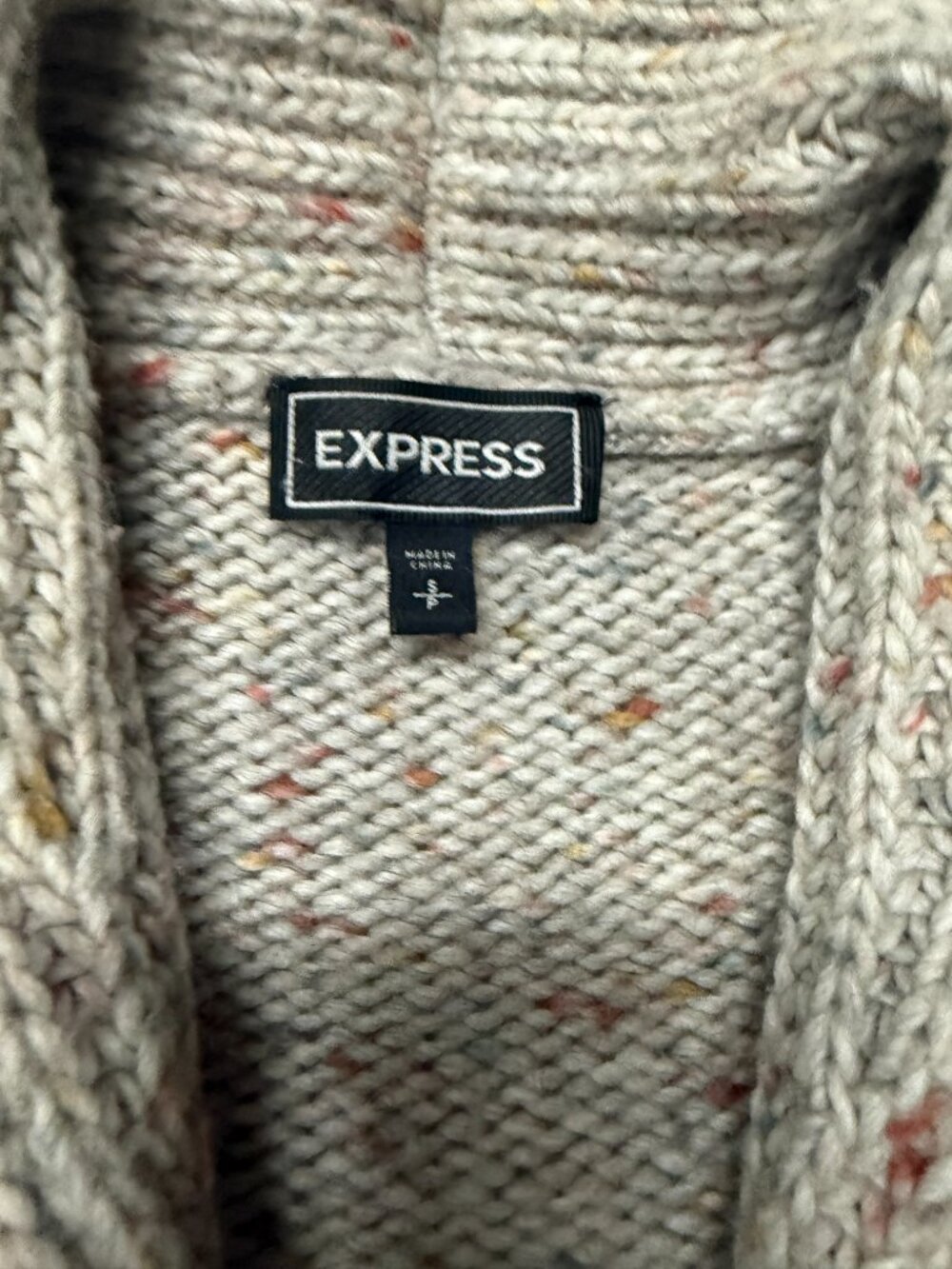Express Oatmeal Flecked Alpaca Blend Shawl Collar Sweater Sz S - Picture 3 of 4